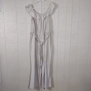 Universal Thread Linen Blend Jumpsuit Off the Shoulder Wide Leg Jumpsuit Natural